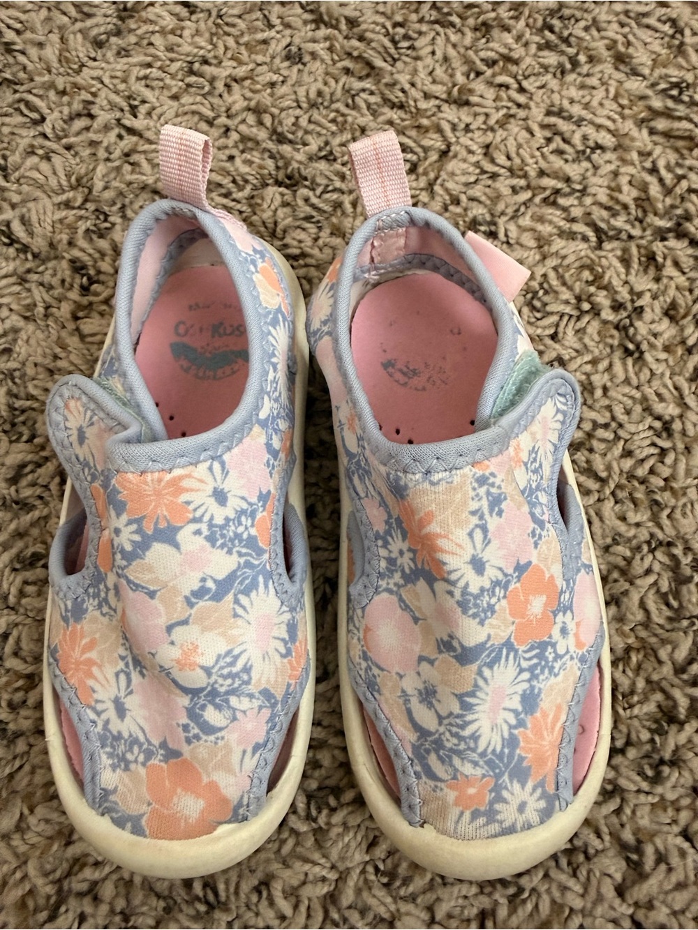 OshKosh B'gosh Pink and Blue Floral Slip-On Water Shoes